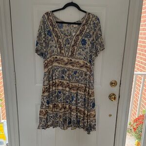 Bila Blue and Cream Patterned Dress